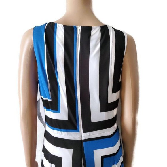 Maggy London Womens Stripe Printed Sleeveless Sheath Jersey Midi Dress Sz 10 NWT - Picture 9 of 14